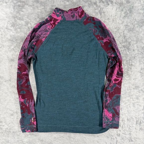 Smartwool Women's Merino 250 Base Layer Pattern 1/4 Zip Twilight Blue Marble - Picture 2 of 3